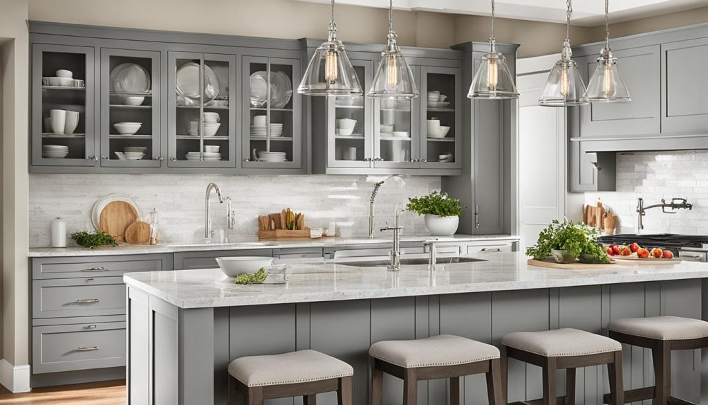 grey shaker style cabinets