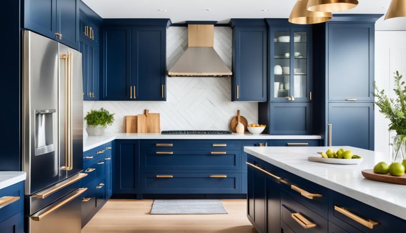 navy blue shaker cabinets