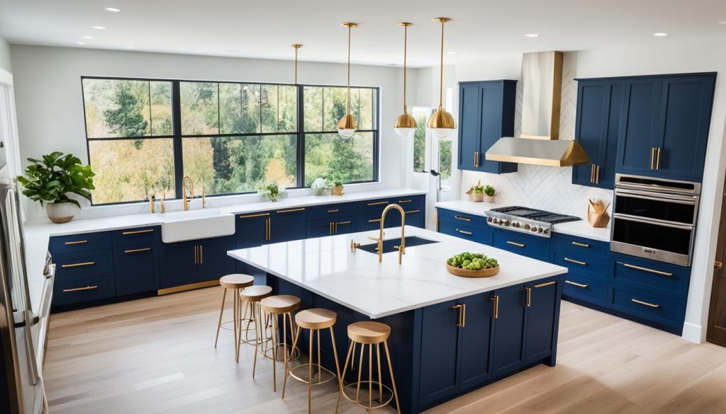 navy blue shaker kitchen cabinets