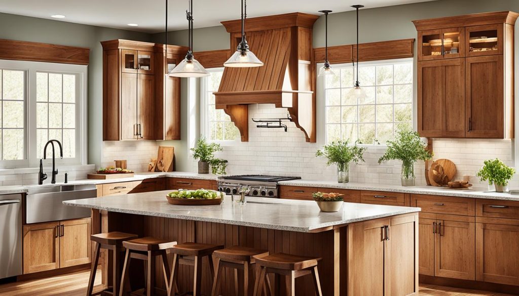 rustic wood style shaker cabinets