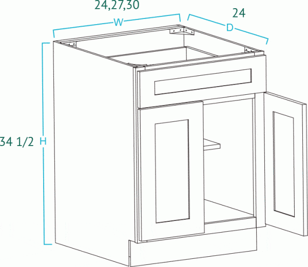 2 Door 1 Drawer White Shaker Base Cabinet SW-B27