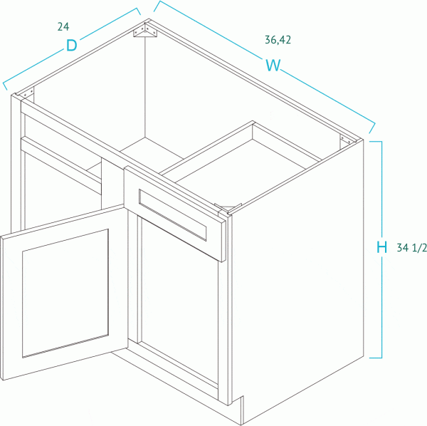 Blind Corner White Shaker Base Cabinet SW-BBC36-42