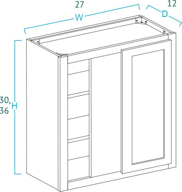 Blind Corner White Shaker Wall Cabinet SW-WBC2736